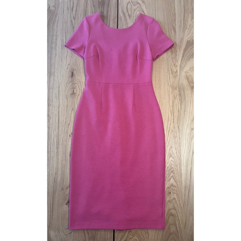 Boden Elsa Ottoman Sheath Dress Size 8L‎ Pink Textured Short Sleeve Workwear